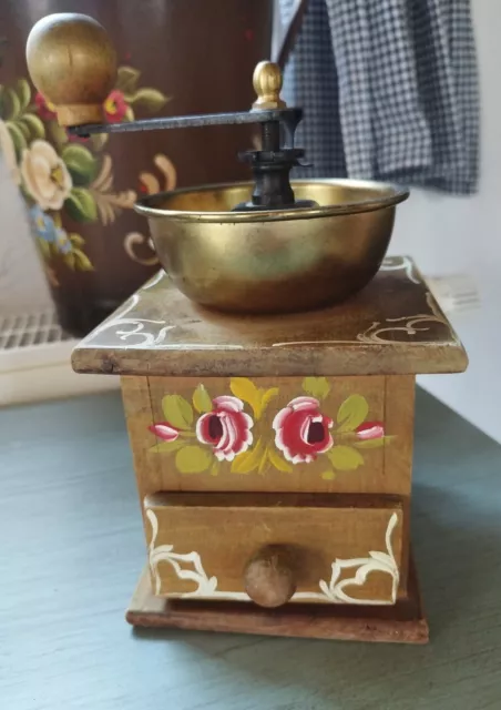 ❤️Alte Kaffeemühle handbemalt Holz Shabby