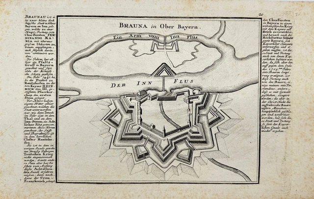 Antique Print - Fortification Plan "Brauna in Upper Bavaria" - A. Altdorfer