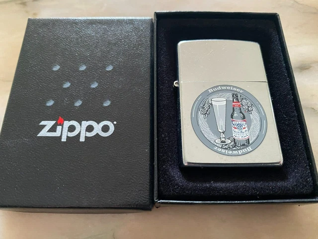 Zippo Lighter 2002 Budweiser Beer Graphic Polished Chrome New Rare