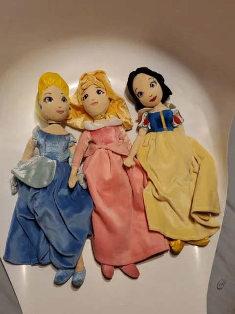Disney Princess Aurora Sleeping Beauty, Cinderella & Snow White 16" Plush Dolls