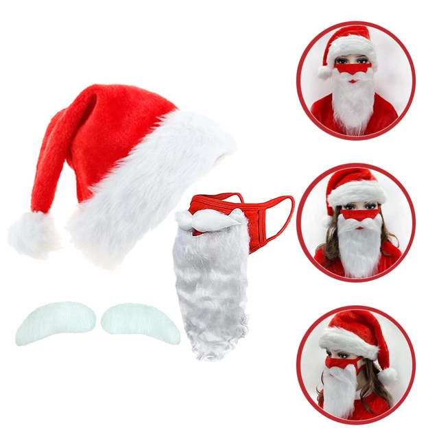 Abito Natalizio Poliestere Bambino Maschera Barba Di Babbo Natale