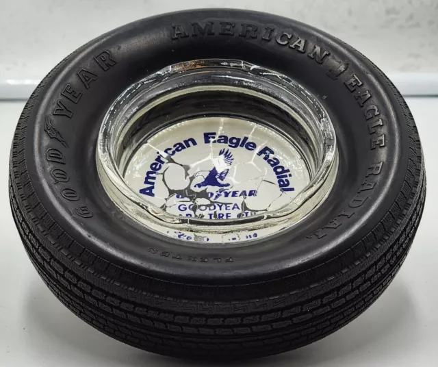 Goodyear American Eagle Radial Tire Advertising Ashtray Shellbyville, In