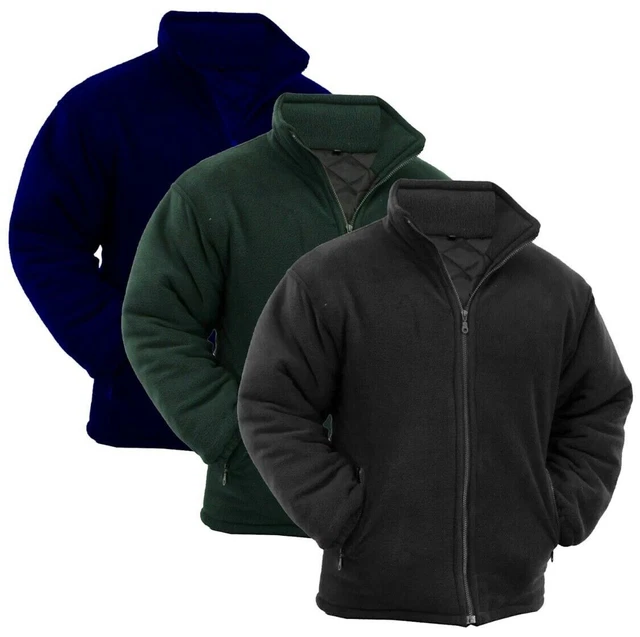 Winter Extra Thick Mens Heavy Duty Padded Anti Pill Work Fleece Jacket Full Zip