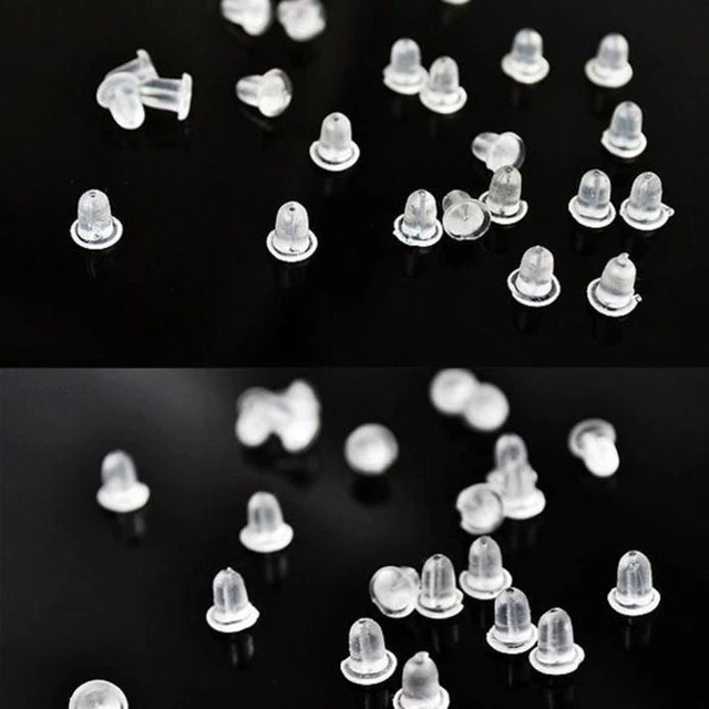 100pcs Clear Soft Earring Hook Bullet Stopper Earnut Rubber Mini Hoop Earrings