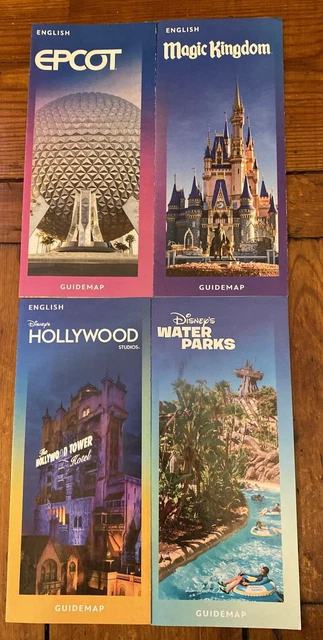 WDW WALT DISNEY World Park Map Water Parks Magic Kingdom Hollywood ...
