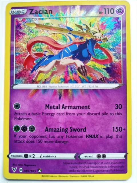Pokemon Cards TCG 082/185 Zacian Holo Amazing Rare Vivid Voltage NM/M