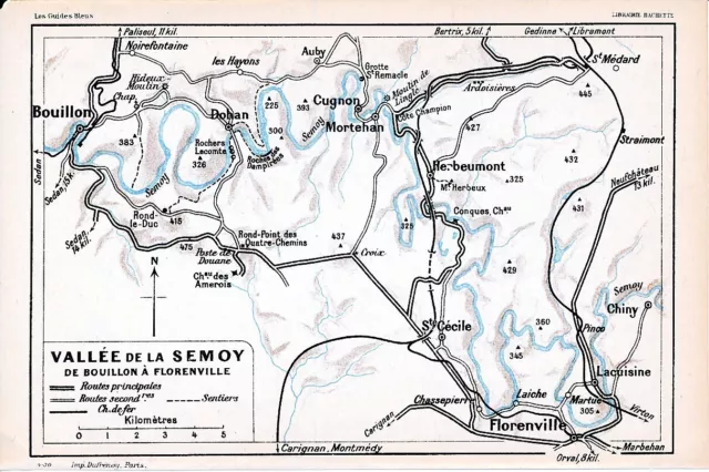 BE Bouillon Florenville Semoy 1930 carte orig. + guide (6 p.) Mortehan Lacuisine