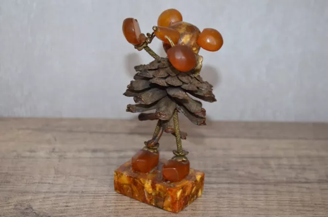 Vintage Genuine Baltic Amber Pine Cone Old Souvenir Figurine Mouse 47,3g