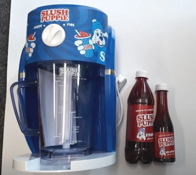 Slush Puppie Slushie Machine with 2 Unopened Bottles Of Syrup Strawberry cherry
