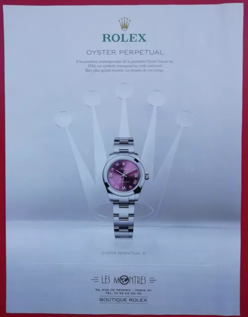 Publicité de presse: Montre ROLEX  "OYSTER PERPETUAL 31"