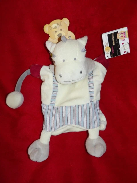 Doudou Marionnette Babynat Mr Zèbre Ecru Bordeau Neuf Etiqueté
