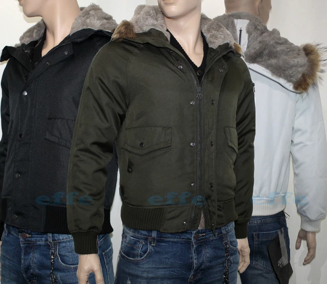 Giubbotto uomo invernale Giubbino imbottito Piumino bomber con cappuccio