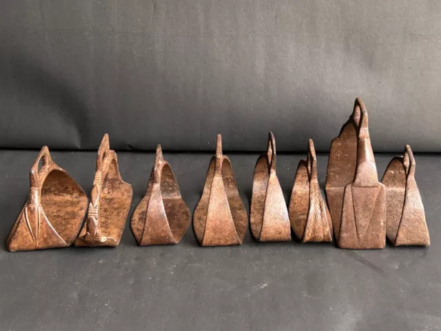 Rare Old Vintage Hand Forged Rustic Iron Horse Paddle Feet Stirrup, 8 Pieces ,