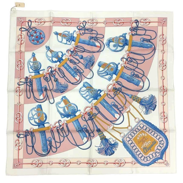 Hermes Scarf CARRES 90 Cliquetis Hilt Silk