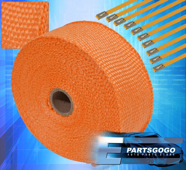 360"/30Ft Thermo Heat Wrap Sheild Cover Header Intake Manifold Orange