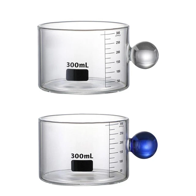 2 × Tasse à Mesurer Béchers Transparents Carafe Expresso Verre pour Cuisson