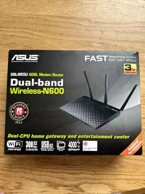 ADSL ASUS DSL N55U Dual-Band N600 WI-FI  wireless ADSL Modem Router