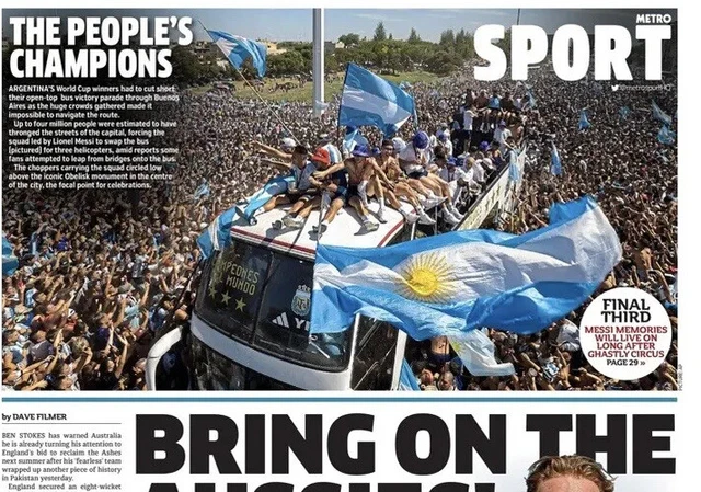 Messi Football World Cup Metro Newspaper Wiegman Interview Mead Cricket