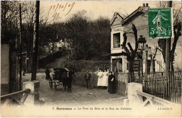 CPA Suresnes Le Pont de Bois et la Rue du Calvaire FRANCE (1307572)