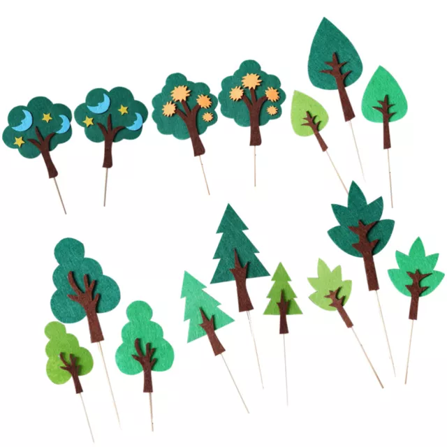 16 Pcs Tree Shape Cake Toppers Party for Cakes Greens Birthday