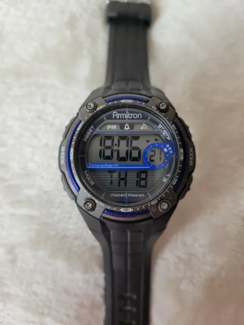 Armitron Pro Sport 40/8189 Mens Digital Sport Watch Chrono Alarm Gray Blue #3