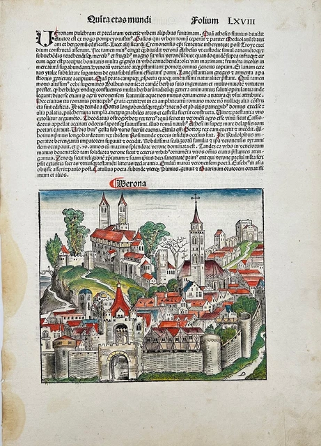 Original Coloured Woodcut - The Nuremberg Chronicle - Schedel - Nuremberg - 1493