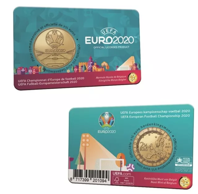 BELGICA 2,5 euro 2021 UEFA 2020 (versión coin card en frances) 2,5 €  2 1/2 €