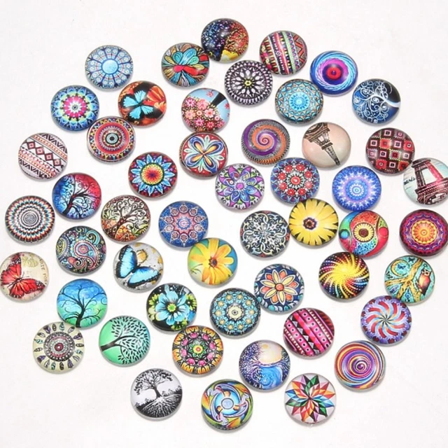 50Pcs Glass Printed Glass Cabochons  DIY Jewelry Making