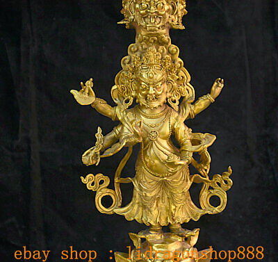 40.8 "Tibet Bouddhisme Cuivre Mahakala courroucé Phurba Dagger Holder Statue 3