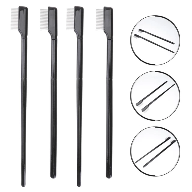 4 piezas peine de pestañas maquillaje cepillo de pestañas multiherramientas aguja de acero separador de pestañas