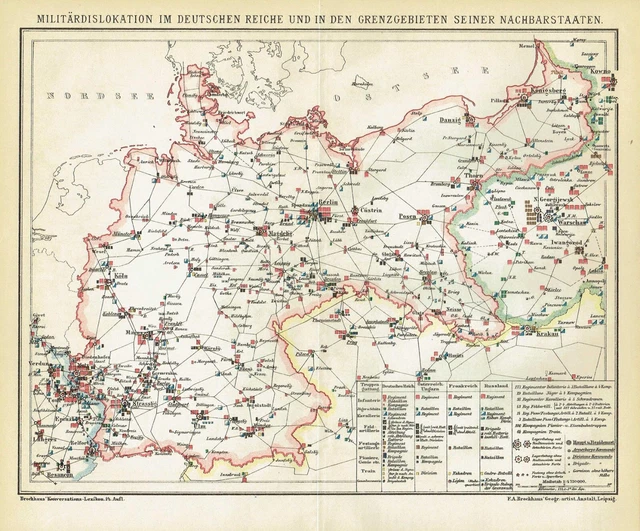German September Program Map MILITARY MAP TROOP Locations Dislocation GERMAN EMPIRE from 1894 £11.31 ...