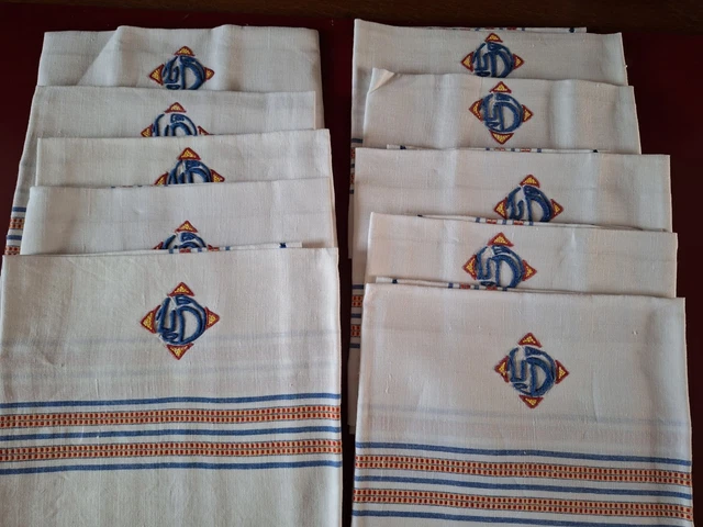 Lot De 5 Serviettes De Table Anciennes En Lin - Monogrammes Dépareillés (linge Français)