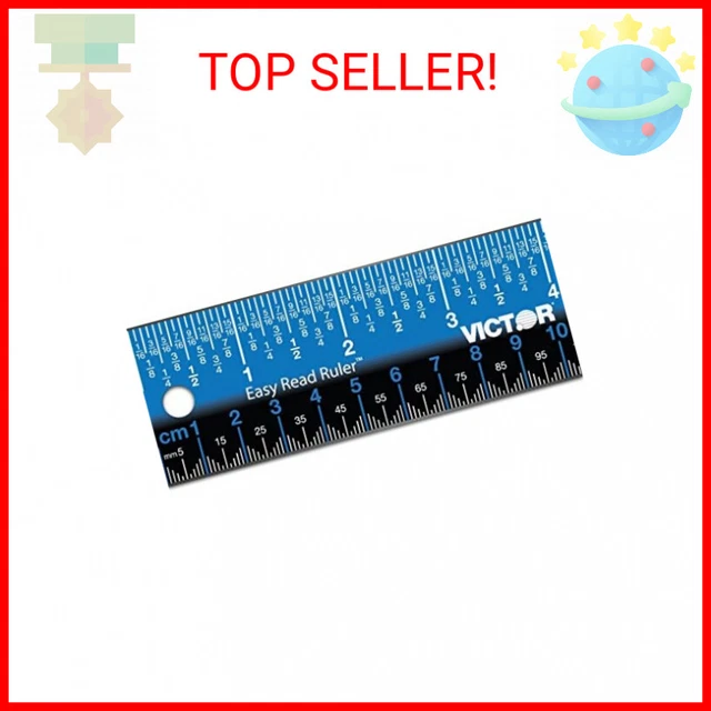 Victor Easy Read Stainless Steel Ruler, Standard/Metric, 12" Long, Blue
