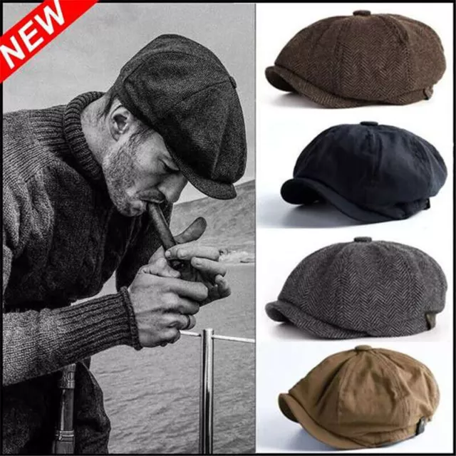 Herren Barett Retro Schiebermütze Baskenmütze Golf Cap Hüt Ballonmütze Kappe DE