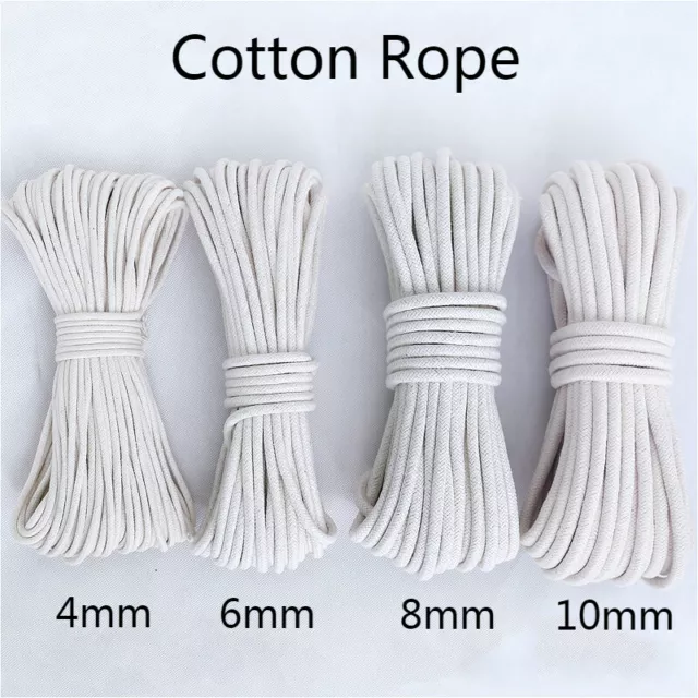 10M DIY Cotton Rope Sash Cord Twine Washing Clothes Pulley Macrame Sew 4-10mm