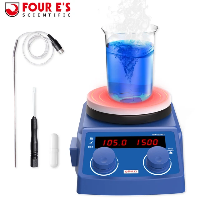 Four E'S Magnetic Stirrer With Heating Plate Hotplate Digital Mixer Stir Bar Lab