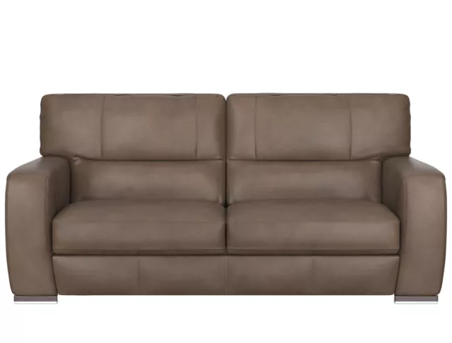 SCS LUCCA WOOLRICH Brown Leather Walnut Feet Metal Trim 3 Seat