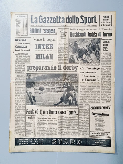 GAZZETTA DELLO SPORT 26 AGOSTO 1964 VITO TACCONE - FERRARI - CAMPIONATO SERIE A