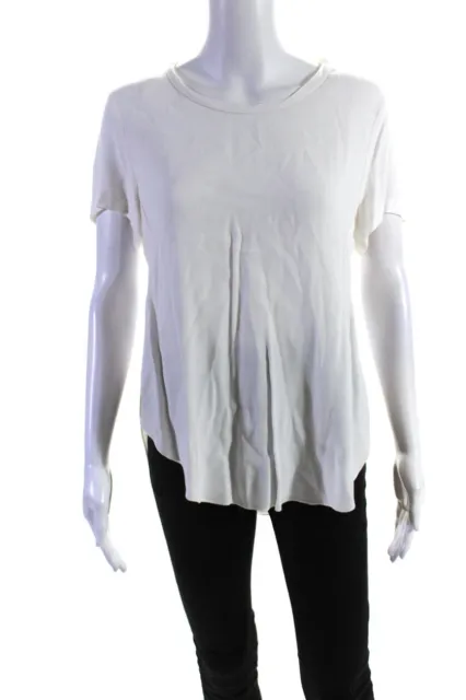 3.1 Phillip Lim Womens Short Sleeve Scoop Neck Side Slit Tee Shirt White Size 4