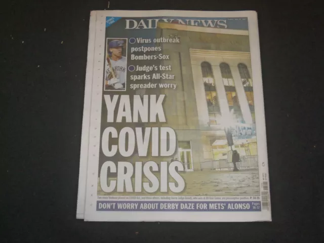 2021 July 16 New York Daily News Newspaper - Yankees Virus Crisis Outbreak Again