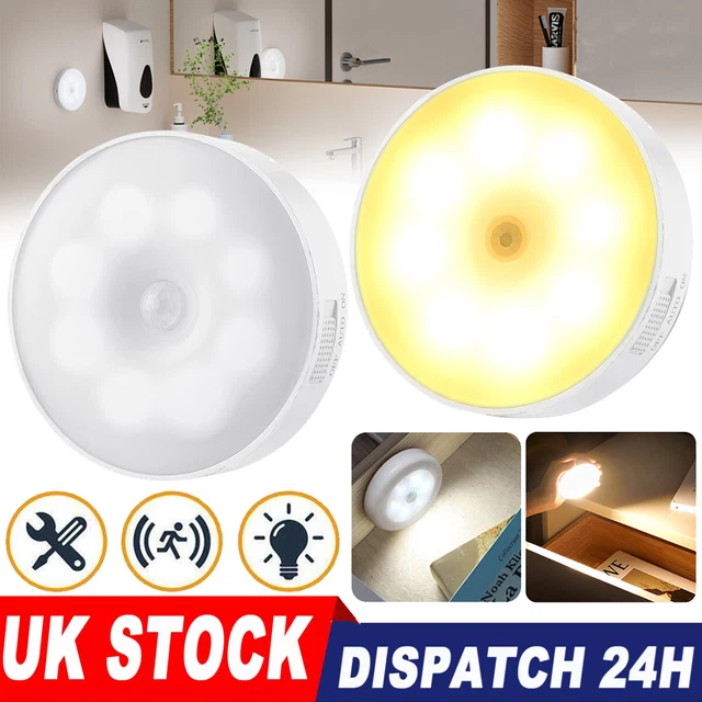 8 LED MOTION Sensor Light USB Wireless Battery Wall Cabinet Stair Night ...