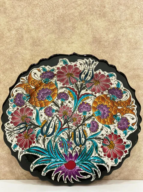 12'' Turkish Wall Plate, Colourful Wall Decor, Decorative Plate For Hanging