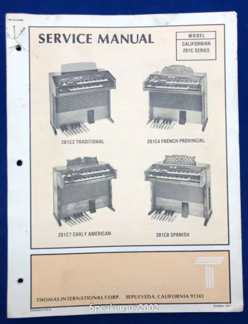 Original Thomas Organ / Californian 281C / Service Information - Manual