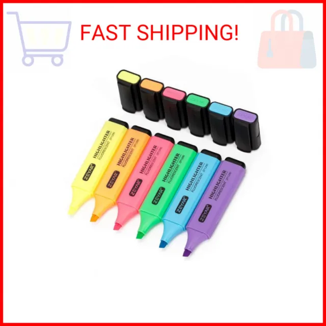 Arteza Highlighters, Broad & Narrow Chisel Tips, 6 Assorted Colors - Set of 60