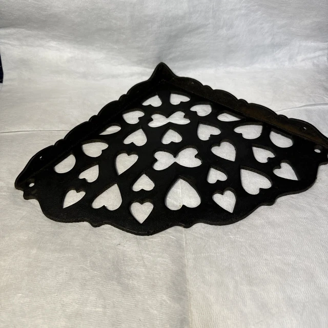 Vintage Heart Shaped Cast Iron Corner Shelf Shelves Bracket  Marked Iron Art JM