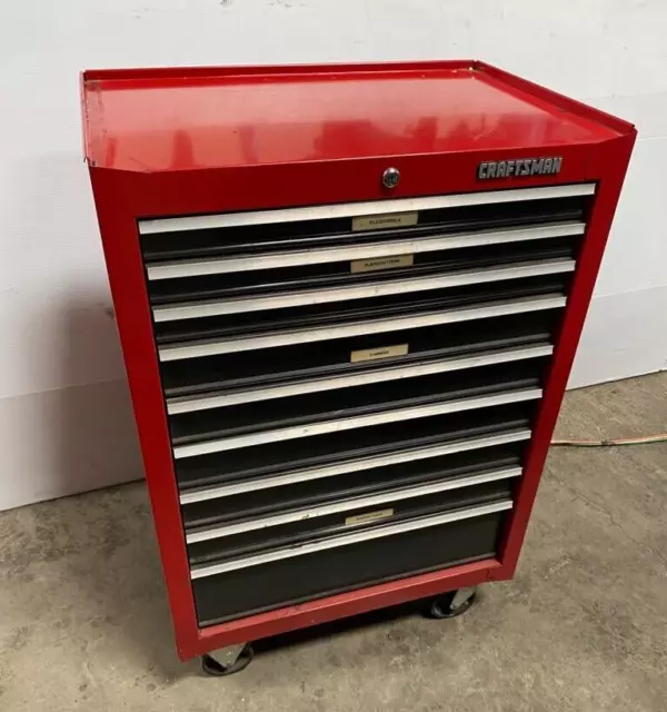 CRAFTSMAN 9 DRAWERS Rolling Cart Cabinet Tool Box Very Nice on Wheels ...