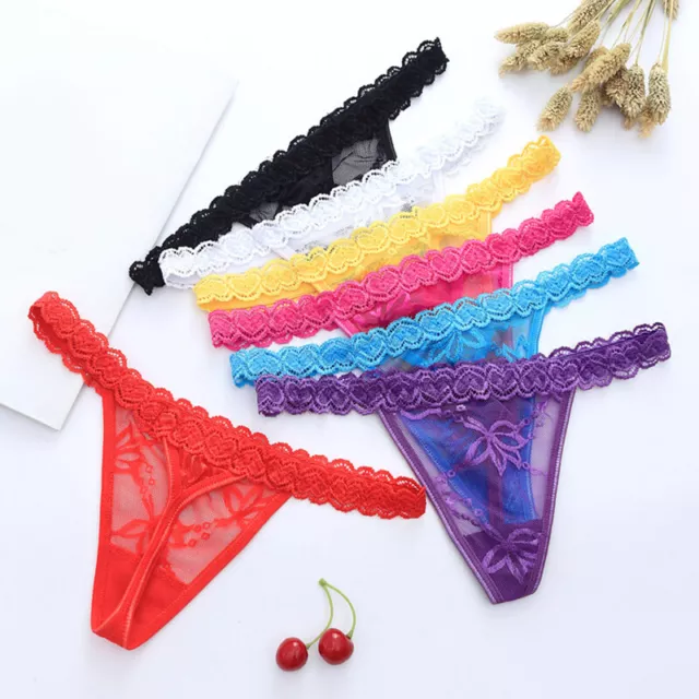 Slip Sexy Pour Femme En Dentelle String Transparent String Floral Sous- F