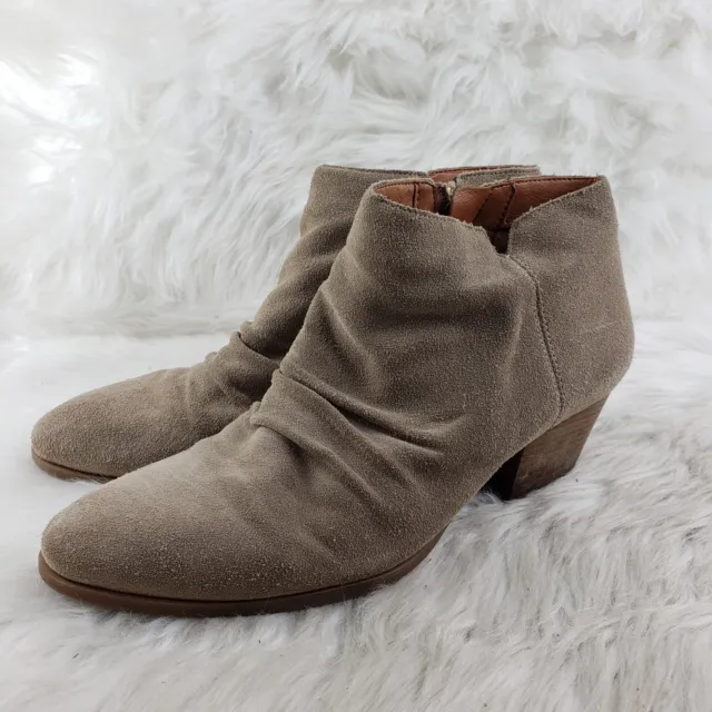 FRANCO SARTO Gravel Beige Tan Taupe Suede Leather Casual Booties Womens Size 7M