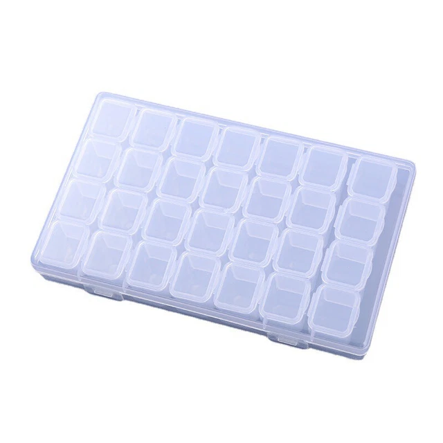 1Set Diamond Jewelry Accessories 28 Grid Small Box Transparent Parts Storage Box