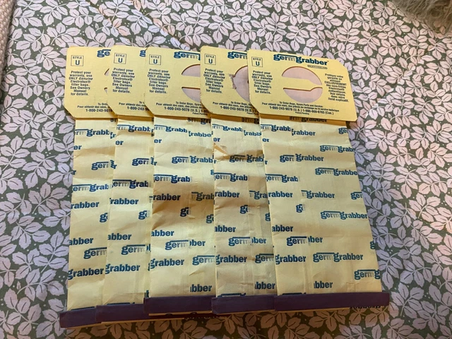 Electrolux Germ Grabber Style U Upright Vacuum Cleaner Bags Lot of 5 New Bags Electrolux Germ Grabber Style U Upright Vacuum Cleaner Bags Lot of 5 New Bags
